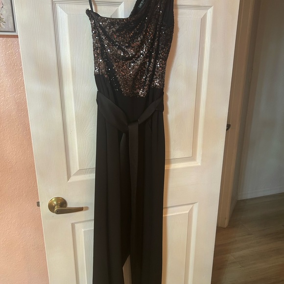 Ralph Lauren One Shoulder Sequin Bodice Jumsuit - Picture 2 of 7